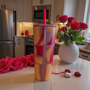 Starbucks Windowpane Venti 24oz Tumbler NEW Straw Lid Small Dent